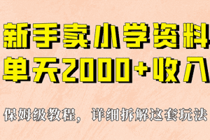 （6909期）我如何通过卖小学资料，实现单天2000+，实操项目，保姆级教程+资料+工具