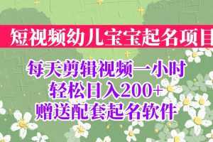 (6648期)短视频幼儿宝宝起名项目,全程投屏实操,赠送配套软件