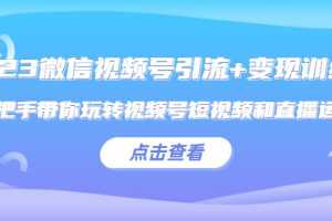 （5548期）2023微信视频号引流+变现训练营：手把手带你玩转视频号短视频和直播运营!