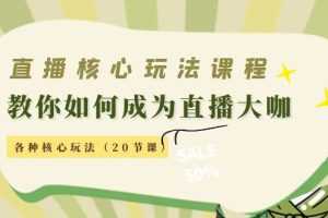 （4199期）直播核心玩法：教你如何成为直播大咖，各种核心玩法（20节课）