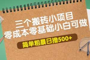 （3647期）三个搬砖小项目，零成本零基础小白简单粗暴轻松日撸500+