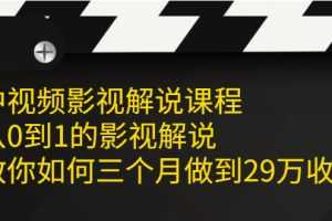 （2081期）中视频影视解说课程，从0到1的影视解说，教你如何三个月做到29万收入