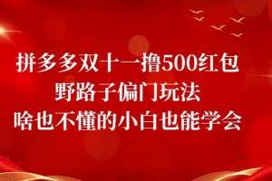 拼多多双十一撸500红包野路子偏门玩法，啥也不懂的小白也能学会【揭秘】