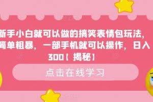 新手小白就可以做的搞笑表情包玩法，简单粗暴，一部手机就可以操作，日入300【揭秘】