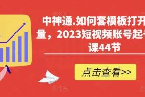 中神通.如何套模板打开播放量，2023短视频账号起号必学课44节（送钩子模板和文档资料）