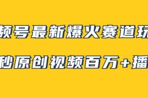 （7917期）视频号最新爆火赛道玩法，几秒视频可达百万播放，小白即可操作（附素材）