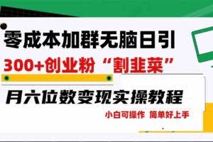 （9219期）零成本加群日引300+创业粉割韭菜月六位数变现，简单无好上手！