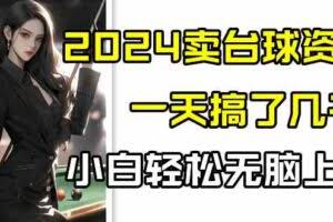2024卖台球资料，一天搞了几千，小白轻松无脑上手