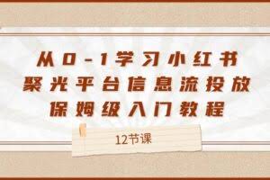 （12020期）从0-1学习小红书 聚光平台信息流投放，保姆级入门教程（12节课）
