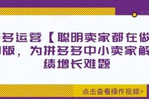 拼多多运营【聪明卖家都在做】无水印版，为拼多多中小卖家解决业绩增长难题