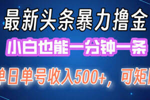 (12380期)最新暴力头条掘金日入500+,矩阵操作日入2000+ ,小白也能轻松上手!
