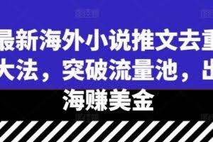 最新海外小说推文去重大法，突破流量池，出海赚美金