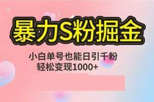 (12778期)单人单机日引千粉,变现1000+,S粉流量掘金计划攻略