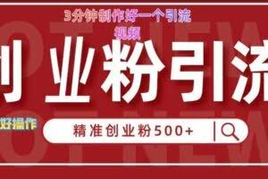 快手被动引流创业粉500+的玩法，3分钟制作好一个引流视频，轻松简单好操作【揭秘】