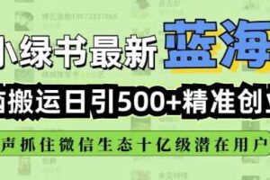 小绿书无脑搬运引流，全自动日引500精准创业粉，微信生态内又一个闷声发财的机会