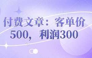 付费文章：客单价500，利润300