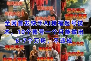 全网首发快手AI接福起号涨粉技术，10个账号一个月能做出6-7个万粉，不违规