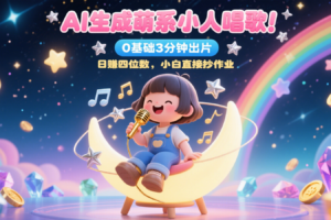 AI生成萌系小人唱歌！0基础3分钟出片，28个作品涨粉9万，日赚四位数，小白直接抄作业