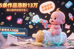 用AI制作幼崽代言人，宝宝的控诉火爆全网，15条作品涨粉13万，单号月入5位数实操教程