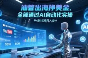 油管出海挣美金，全部通过AI自动化实操，从0到1实现月入过W