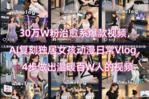 30万W粉治愈系爆款视频，AI复刻独居女孩动漫日常Vlog，4步做出温暖百W人的视频