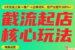 淘宝截流快速起店玩法，掌握暴力快速起店的流程，5天完成上架-推广-出单闭环
