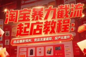 （15468期）淘宝暴力截流起店教程：选品爆款预判，竞品流量截取，投产比提升