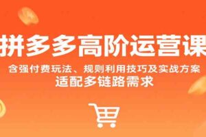拼多多高阶运营课，含强付费玩法、规则利用技巧及实战方案，适配多链路需求
