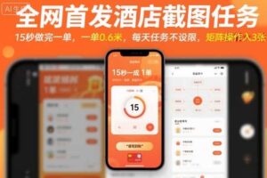 全网首发酒店截图任务，15秒做完一单，一单0.6米，每天任务不设限，矩阵操作日入3张【揭秘】