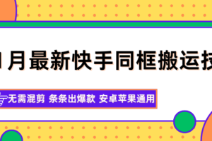 11月最新快手同框搬运技术,无需混剪 条条出爆款 安卓苹果通用