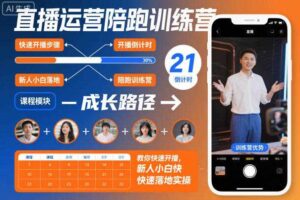 直播运营陪跑训练营，教你快速开播，新人小白快速落地实操