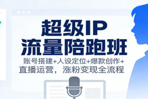 超级IP流量陪跑班：账号搭建+人设定位+爆款创作+直播运营，涨粉变现全流程