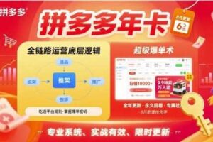 拼多多年卡，拼多多全链路运营底层逻辑，超级爆单术【更新12月】