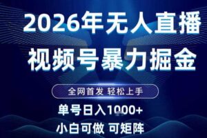 2026最新视频号无人直播掘金，全网首发，小白可以玩，长期稳定日入1k+【揭秘】