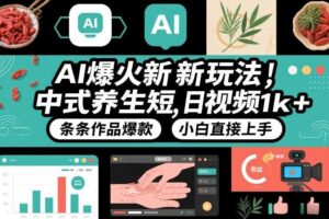 AI爆火新玩法,中式养生短视频,日收益1k+条条作品爆款,小白直接上手,附详细教程
