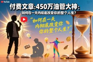 付费文章：450万油管大神：如何在一天内彻底改变你的整个人生？