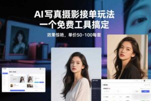 AI写真摄影接单玩法，一个免费工具搞定，效果惊艳，单价50-100每套