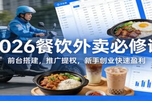2026餐饮外卖必修课：前台搭建，推广提权，新手创业快速盈利