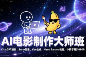 (17011期)AI电影制作大师班:ChatGPT编剧、Suno配乐、Veo生成,Nano Banana教程,中英字幕|1080P