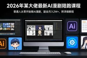 26年某大佬最新Ai漫剧陪跑课程，普通人从零开始做AI漫剧，副业月入2W+