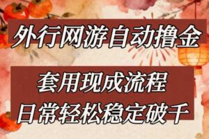 外行网游全自动撸金,套用现成流程,日常轻松稳定破千【揭秘】