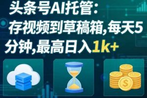 头条号AI托管，我存视频到你草稿箱，每天5分钟，最高日入1k+【揭秘】