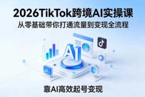 2026TikTok跨境AI实操课,从零基础带你打通流量到变现全流程,靠AI高效起号变现