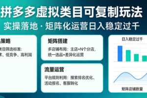 拼多多虚拟类目可复制玩法，实操落地，矩阵化日入稳定过千【揭秘】