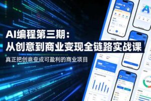 AI编程第三期,从创意到商业变现的全链路实战课,真正把创意变成可盈利的商业项目