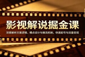 影视解说掘金课:深度解析文案逻辑、槽点设计与推流机制,快速起号与流量变现