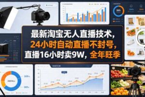 最新淘宝无人直播技术，24小时自动直播不封号，直播16小时卖9W，全年旺季【揭秘】