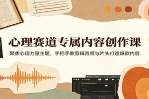 心理赛道专属内容创作课：聚焦心理力量主题，手把手教剪辑音频与片头打造爆款内容