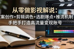 (17972期)从零做影视解说:文案创作+剪辑调色+选剧爆点+推流机制,手把手打造高流量变现账号