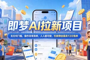 2026年即梦AI拉新项目最新玩法，无任何门槛，操作非常简单，人人都可做，拉新佣金最高13元每单